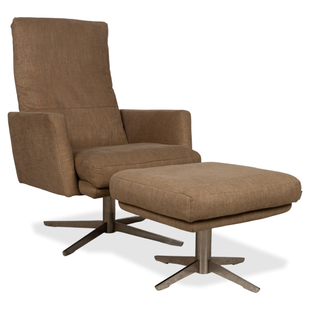 Musterring MR 495 Tissu fauteuil gris taupe avec repose-pieds fonction manuelle