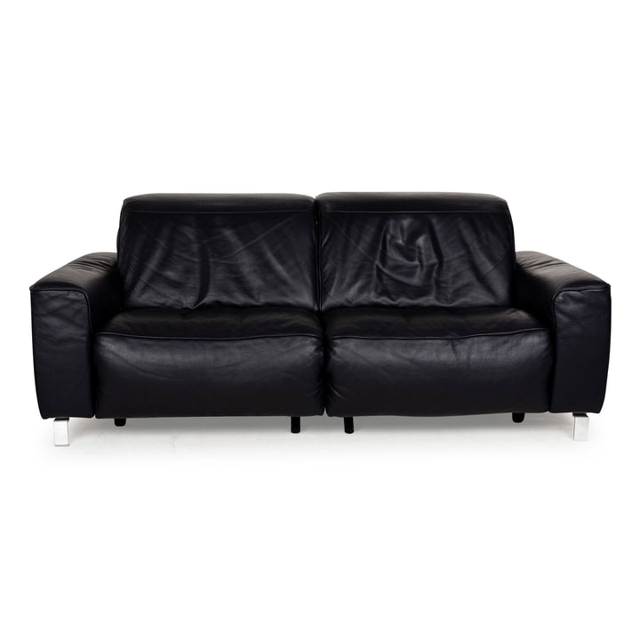 Musterring MR 6070 Leather Three-Seater Dark Blue Black Electric Function Sofa Couch
