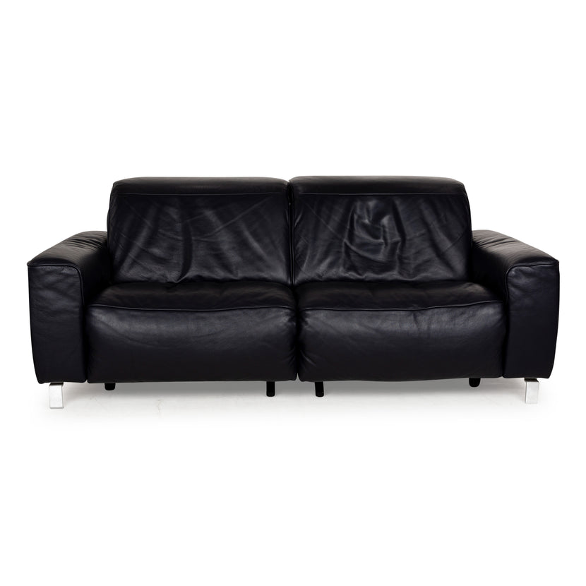 Musterring MR 6070 Leder Dreisitzer Dunkelblau Schwarz elektrische Funktion Sofa Couch