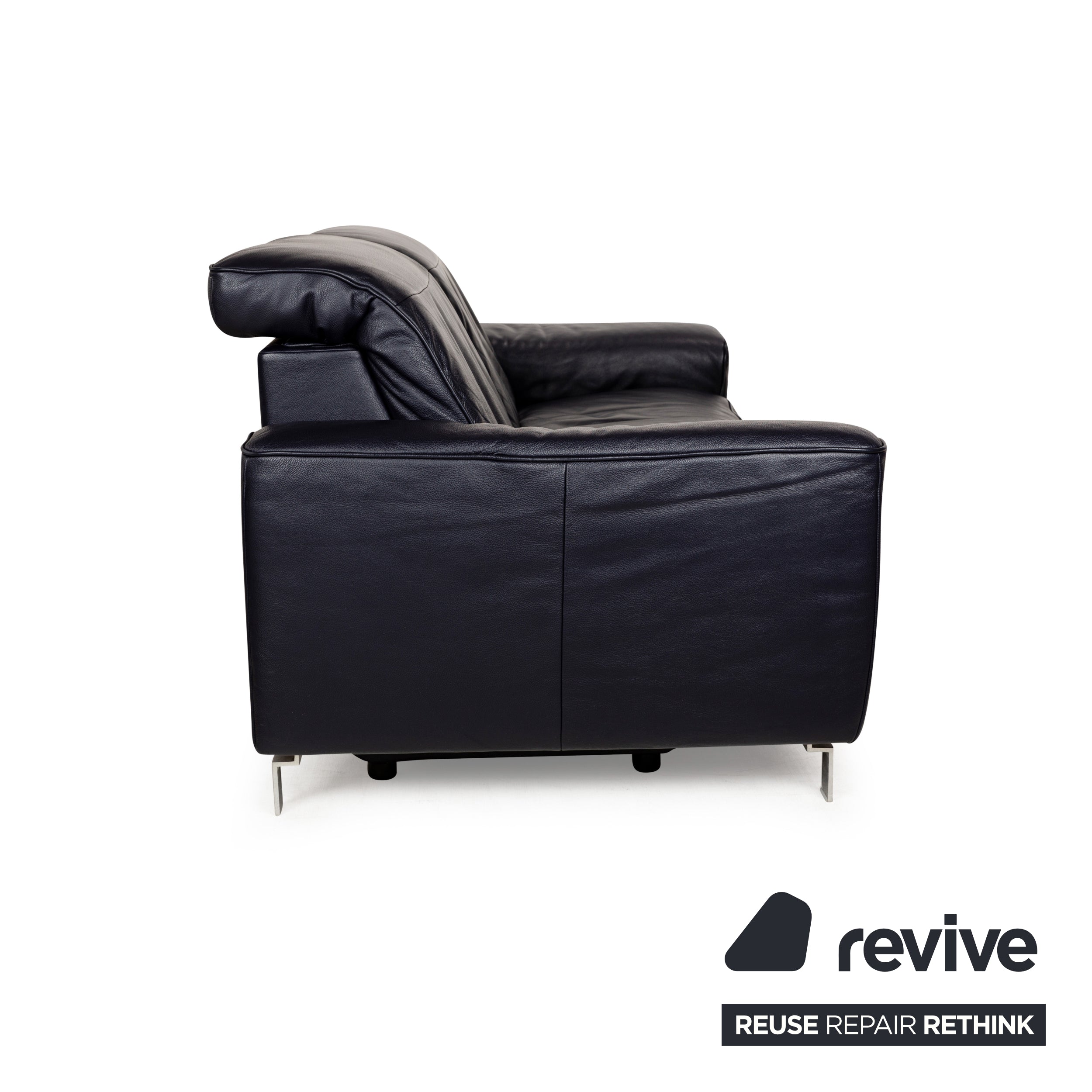 Musterring MR 6070 Leder Dreisitzer Dunkelblau Schwarz elektrische Funktion Sofa Couch