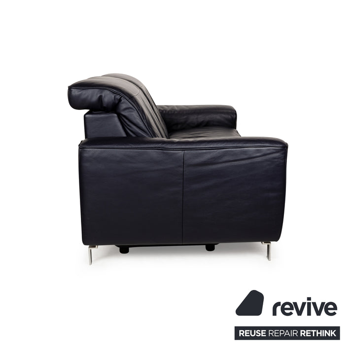 Musterring MR 6070 Leather Three-Seater Dark Blue Black Electric Function Sofa Couch