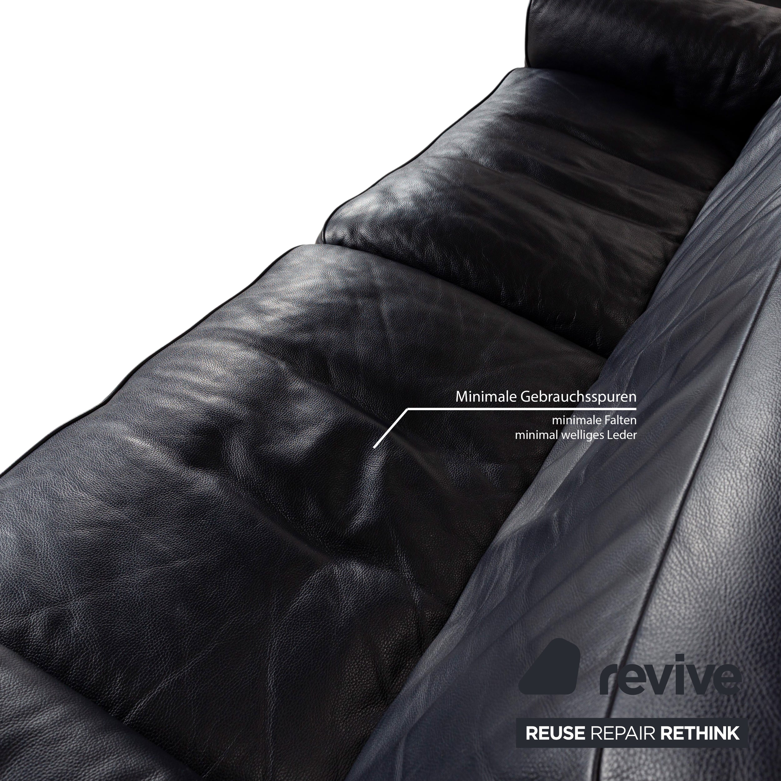 Musterring MR 6070 Leder Dreisitzer Dunkelblau Schwarz elektrische Funktion Sofa Couch