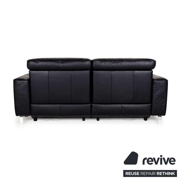 Musterring MR 6070 Leather Three-Seater Dark Blue Black Electric Function Sofa Couch