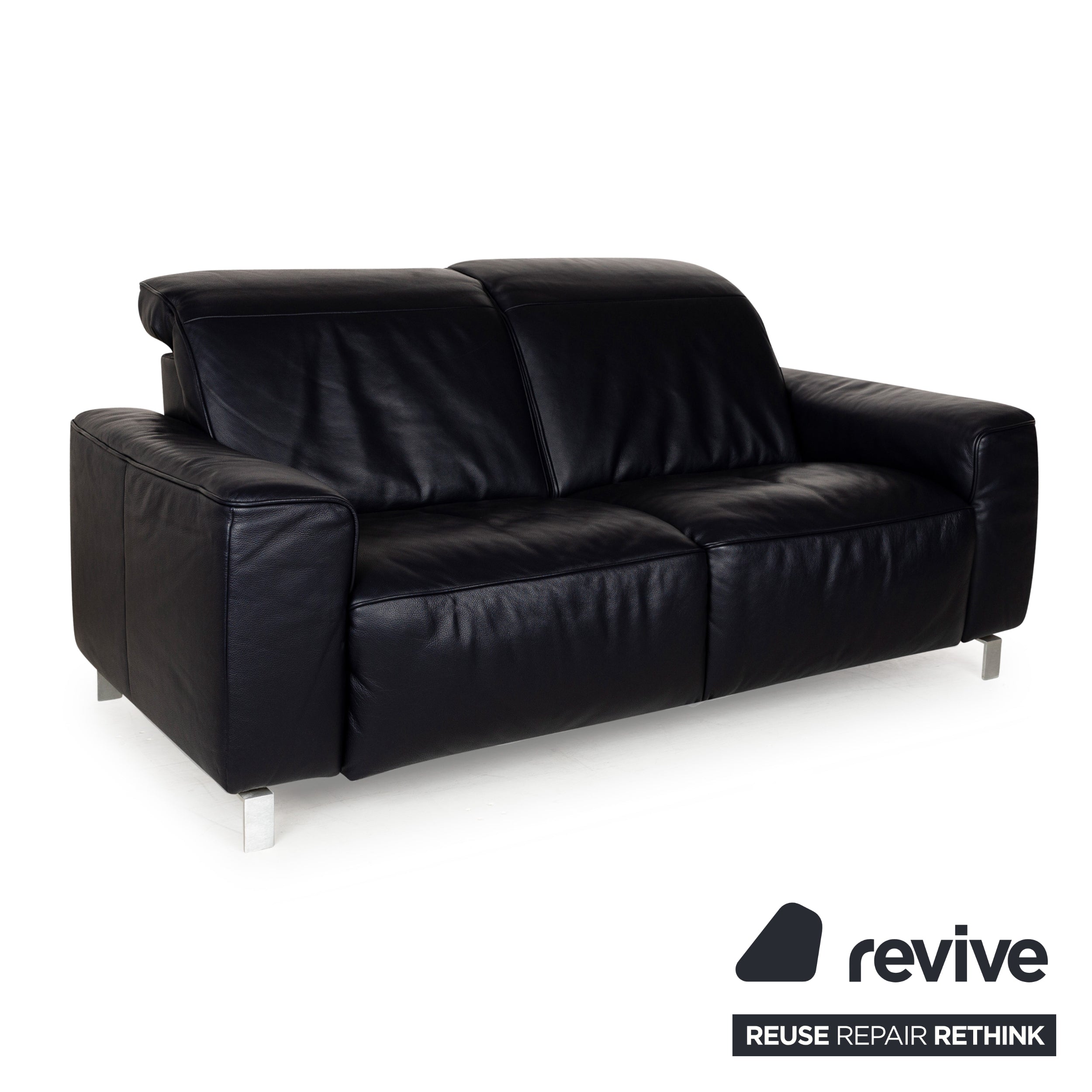 Musterring MR 6070 Leder Sofa Garnitur Dunkelblau elektrische Funktion Dreisitzer Zweisitzer Couch