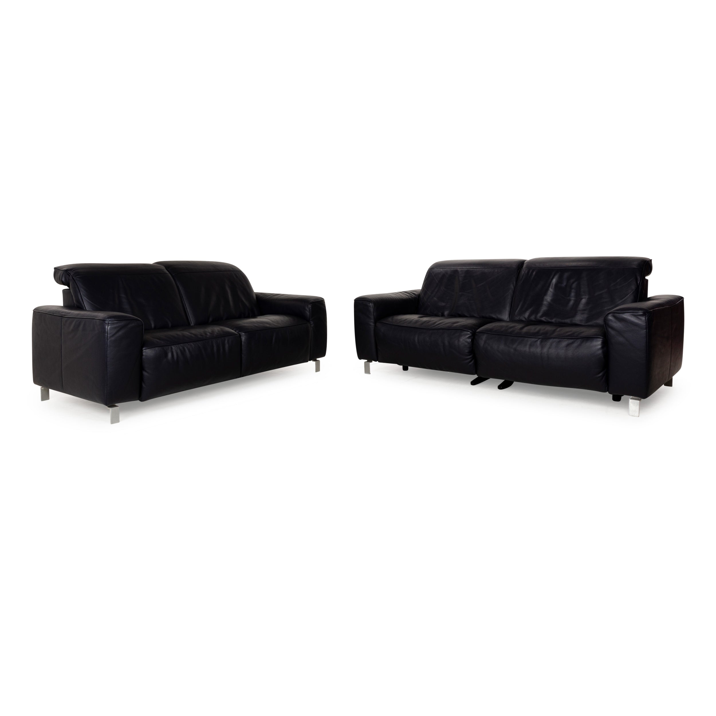 Musterring MR 6070 Leder Sofa Garnitur Dunkelblau elektrische Funktion Dreisitzer Zweisitzer Couch