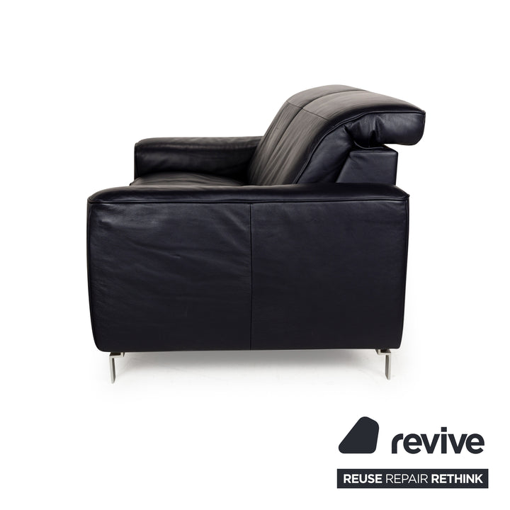 Musterring MR 6070 Leder Zweisitzer Dunkelblau Schwarz manuelle Funktion Sofa Couch