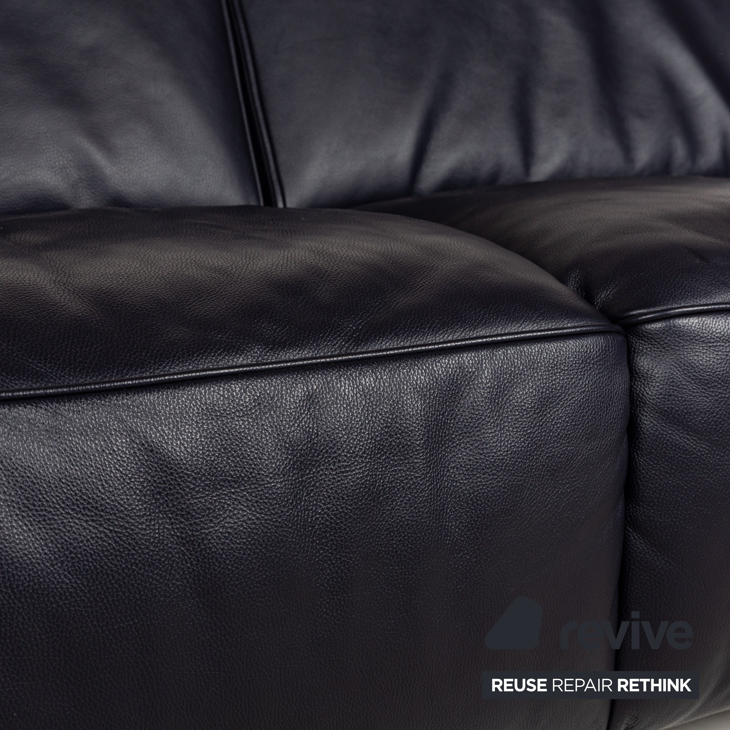 Musterring MR 6070 Leder Zweisitzer Dunkelblau Schwarz manuelle Funktion Sofa Couch