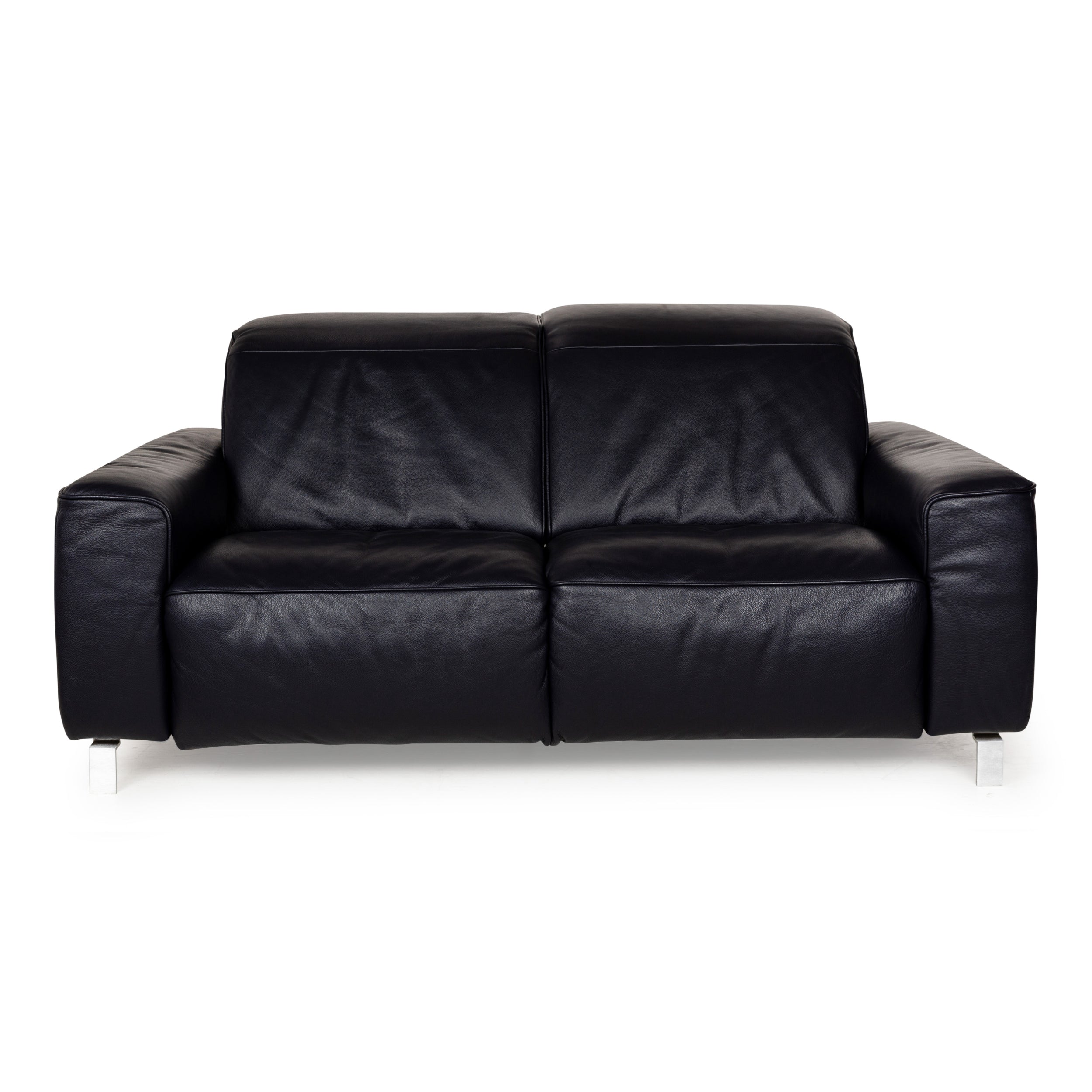 Musterring MR 6070 Leder Zweisitzer Dunkelblau Schwarz manuelle Funktion Sofa Couch