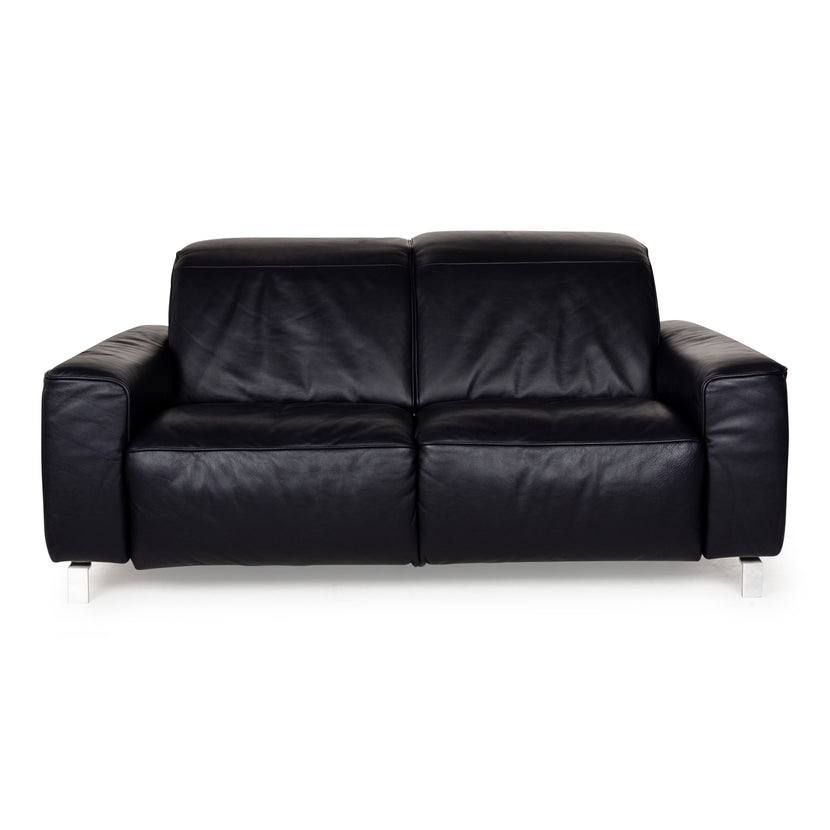 Musterring MR 6070 Leder Zweisitzer Dunkelblau Schwarz manuelle Funktion Sofa Couch