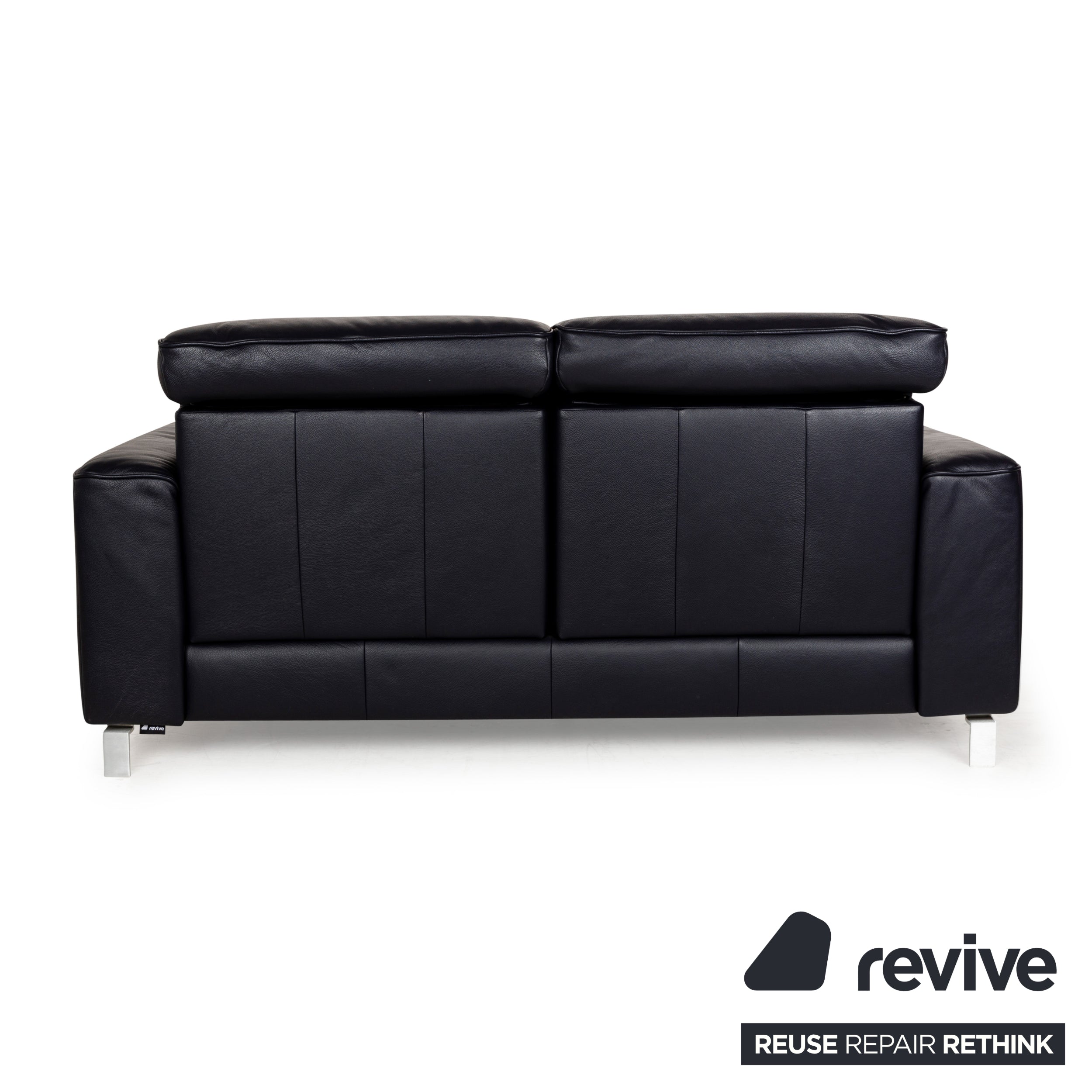 Musterring MR 6070 Leder Zweisitzer Dunkelblau Schwarz manuelle Funktion Sofa Couch