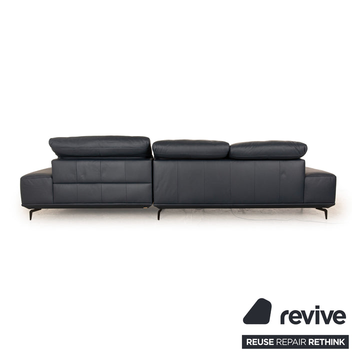 Musterring MR2490 Leather Corner Sofa Dark Blue Recamiere Right Sofa Couch Electric Function