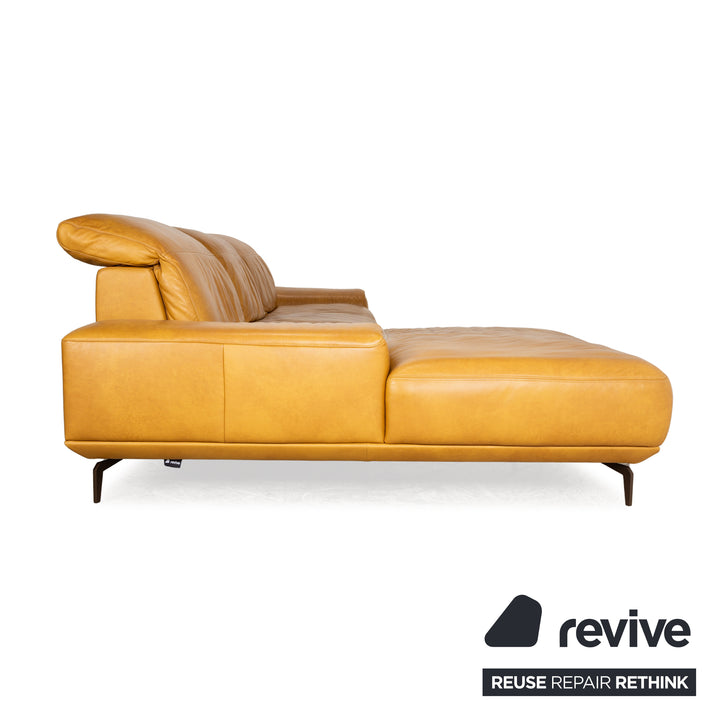 Musterring MR2490 Leather Corner Sofa Yellow Beige Recamiere Left Sofa Couch manual function