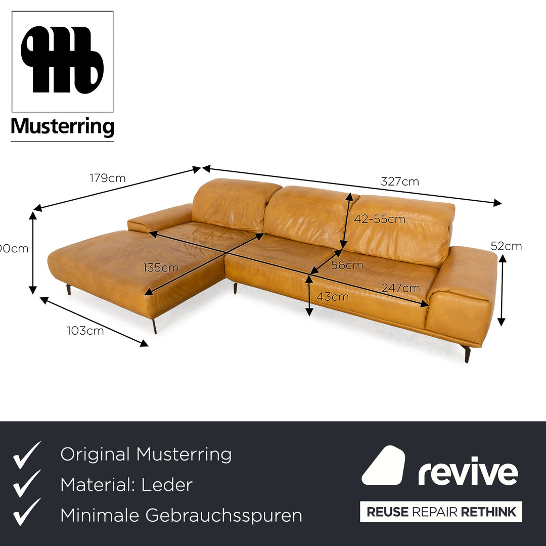 Musterring MR2490 Leder Ecksofa Gelb Beige Recamiere Links Sofa Couch manuelle Funktion