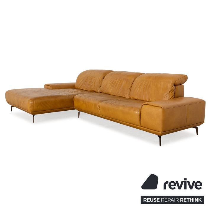 Musterring MR2490 Leder Ecksofa Gelb Beige Recamiere Links Sofa Couch manuelle Funktion