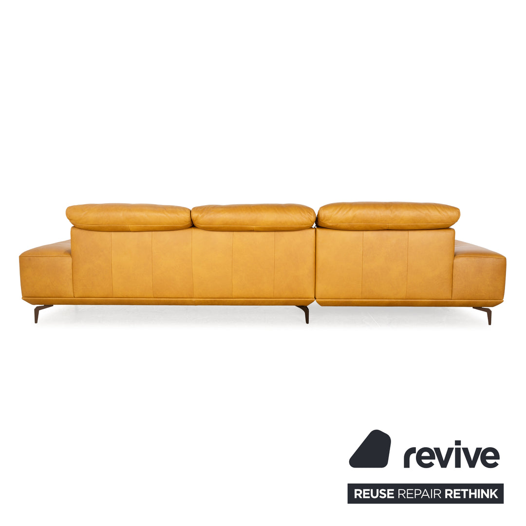 Musterring MR2490 Leather Corner Sofa Yellow Beige Recamiere Left Sofa Couch manual function