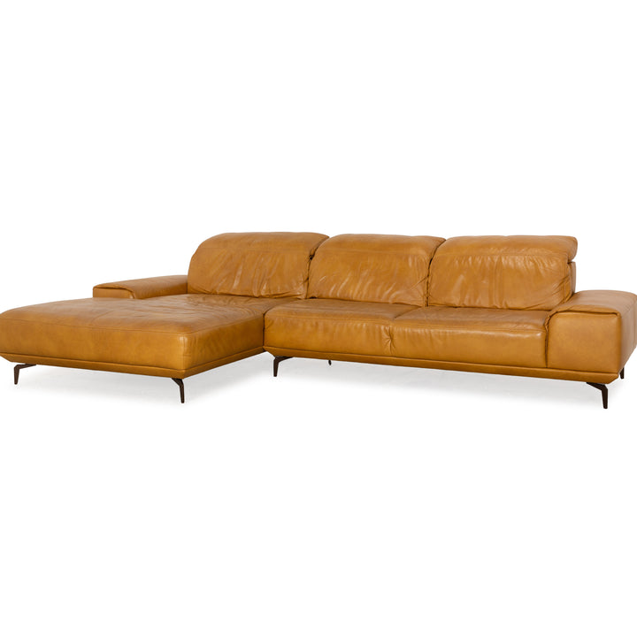 Musterring MR2490 Leather Corner Sofa Yellow Beige Recamiere Left Sofa Couch manual function