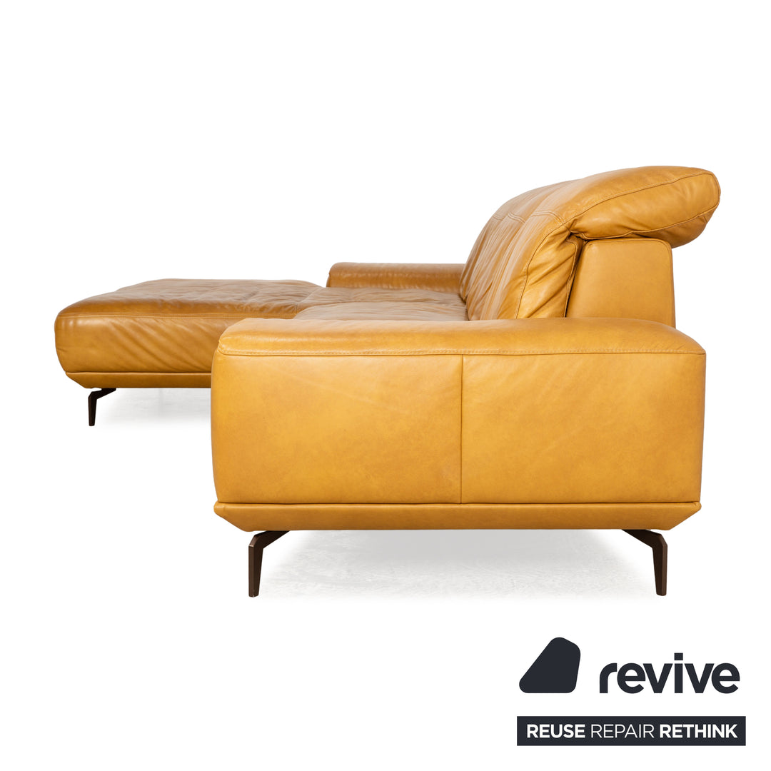 Musterring MR2490 Leather Corner Sofa Yellow Beige Recamiere Left Sofa Couch manual function