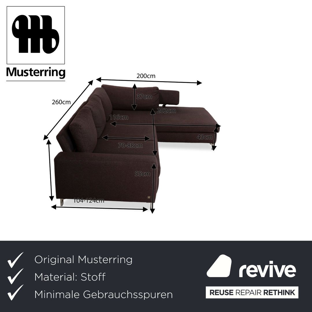 Échantillon anneau MR4500 canapé d'angle en tissu marron chaise longue canapé droit canapé fonction manuelle