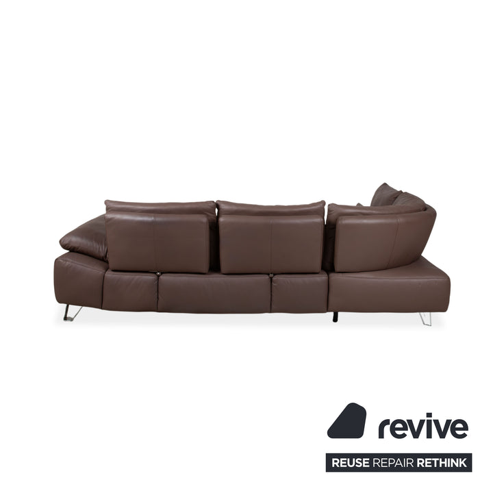 Musterring MR680 leather corner sofa brown sofa couch manual function