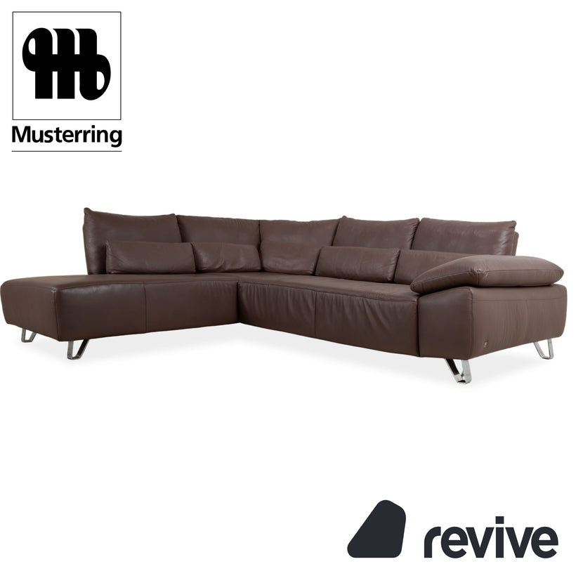Musterring MR680 leather corner sofa brown sofa couch manual function