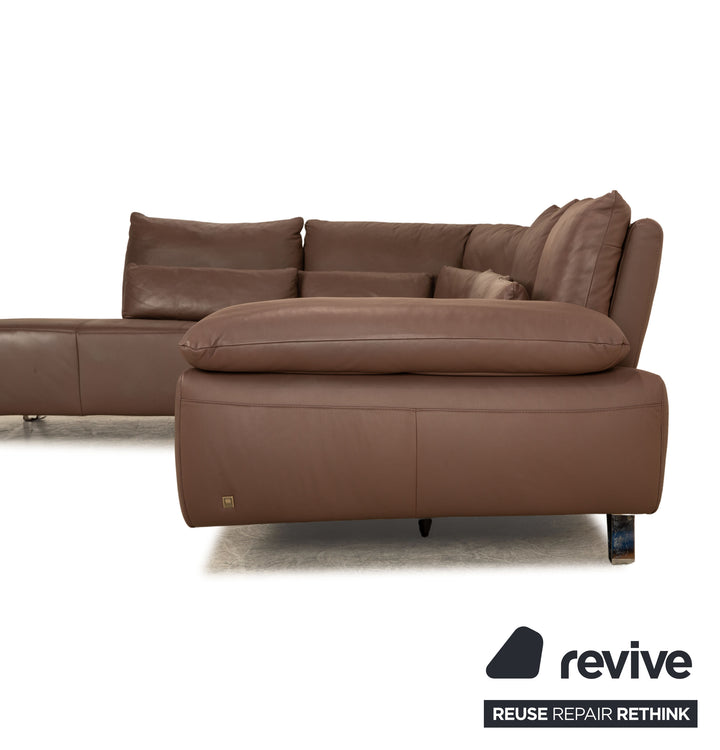 Musterring MR680 leather corner sofa brown sofa couch manual function