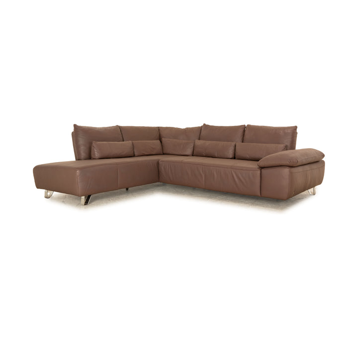 Musterring MR680 leather corner sofa brown sofa couch manual function