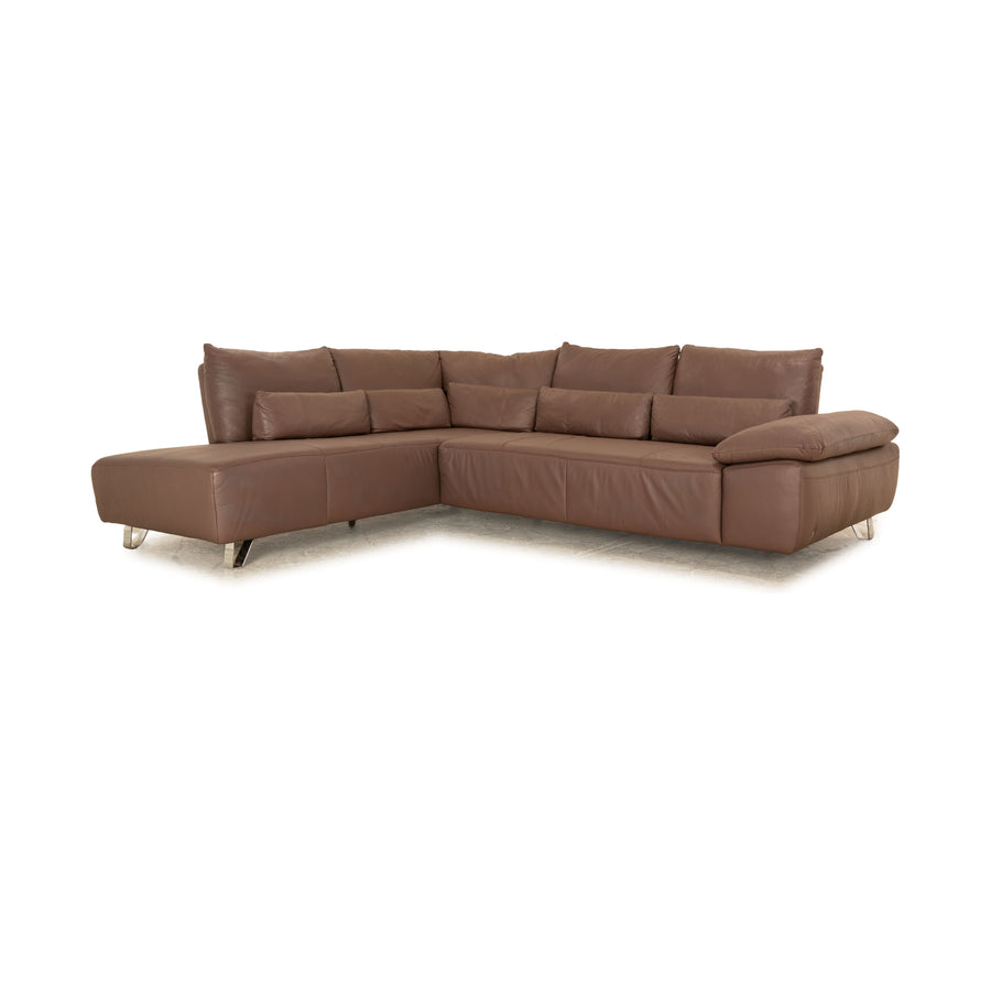 Musterring MR680 leather corner sofa brown sofa couch manual function