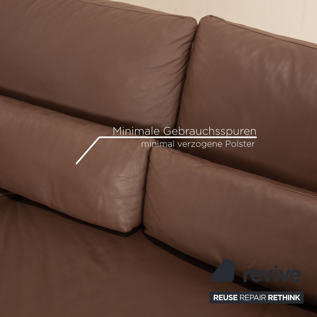 Musterring MR680 leather corner sofa brown sofa couch manual function