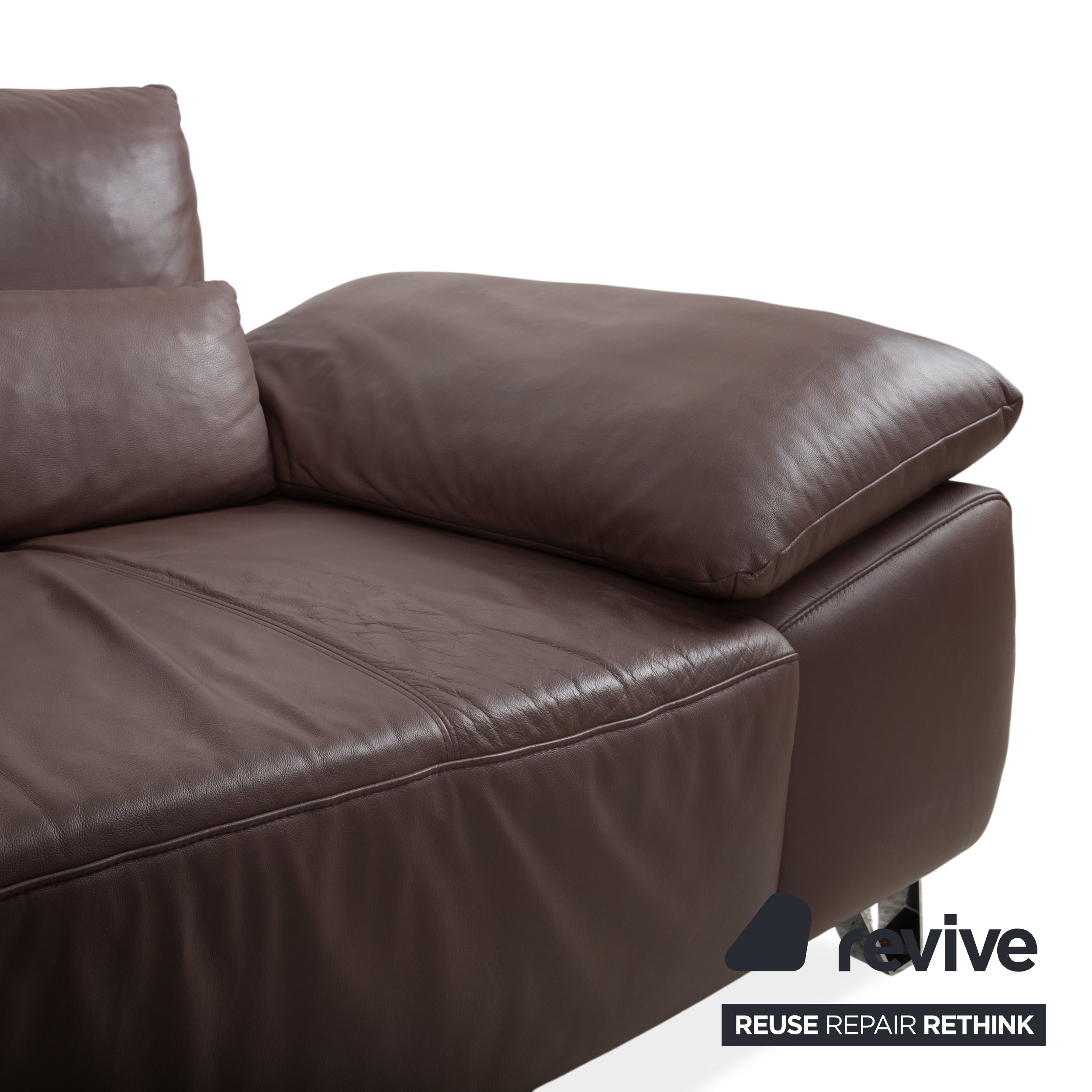 Musterring MR680 leather corner sofa brown sofa couch manual function