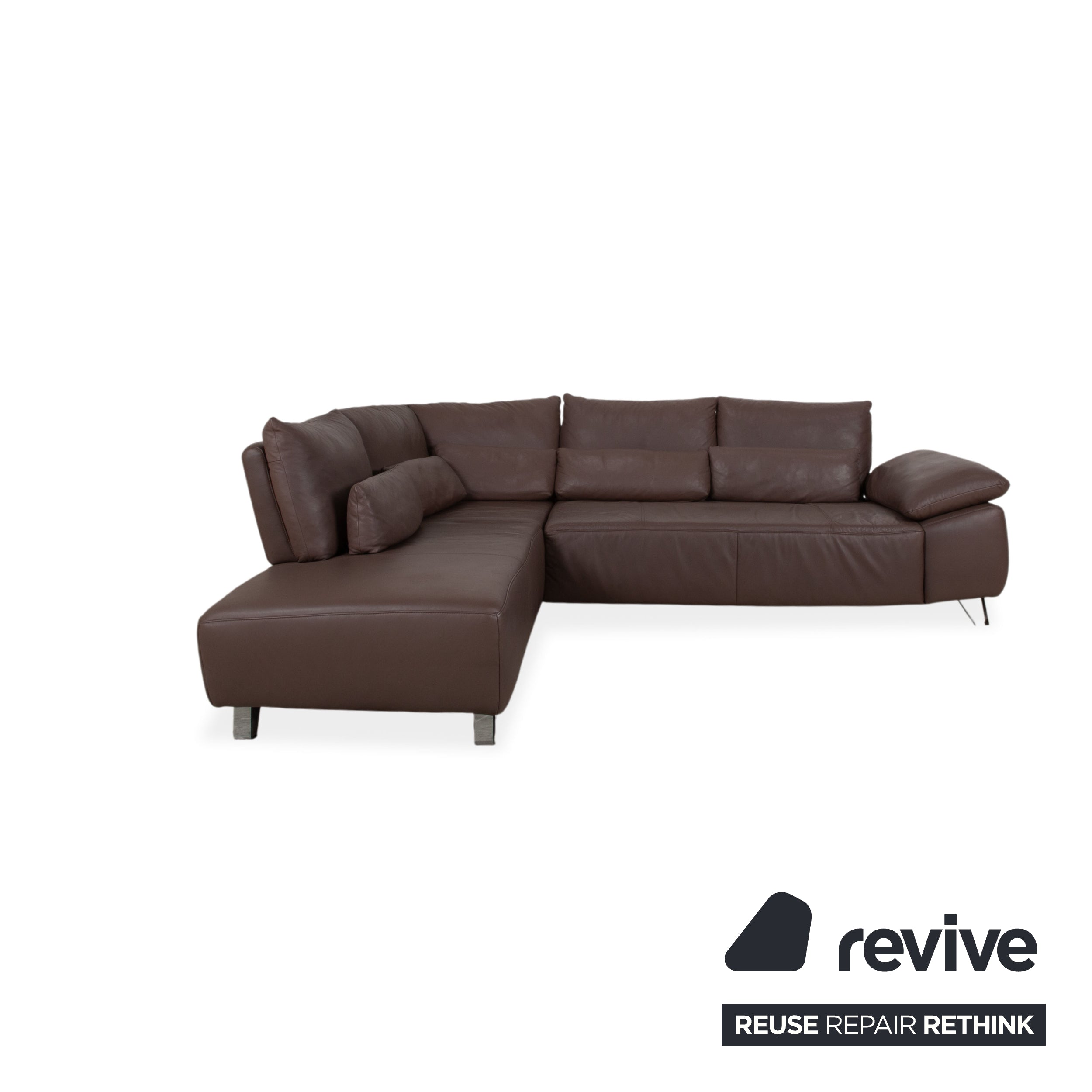 Musterring MR680 leather corner sofa brown sofa couch manual function