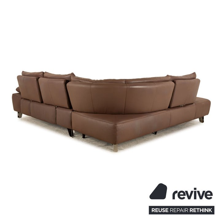 Musterring MR680 leather corner sofa brown sofa couch manual function