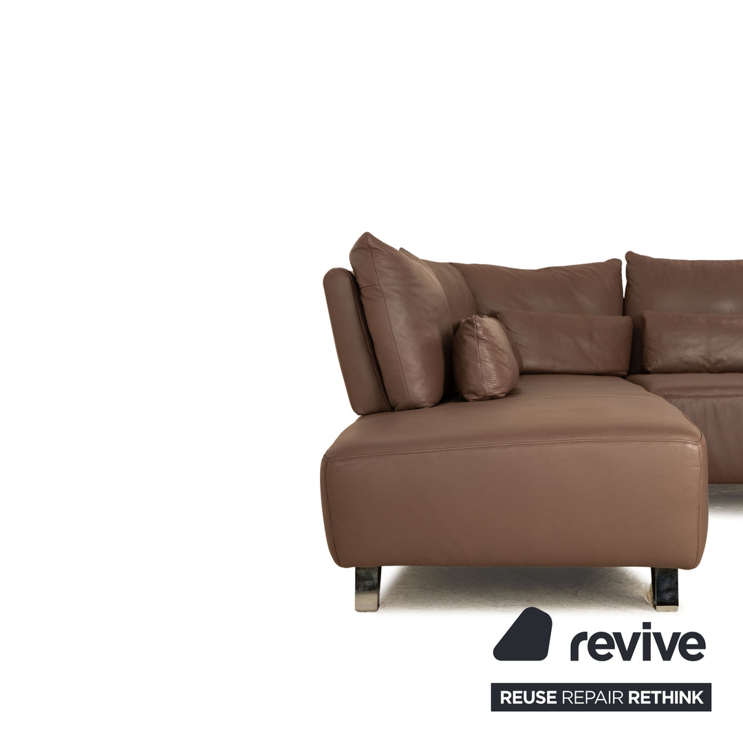 Musterring MR680 leather corner sofa brown sofa couch manual function