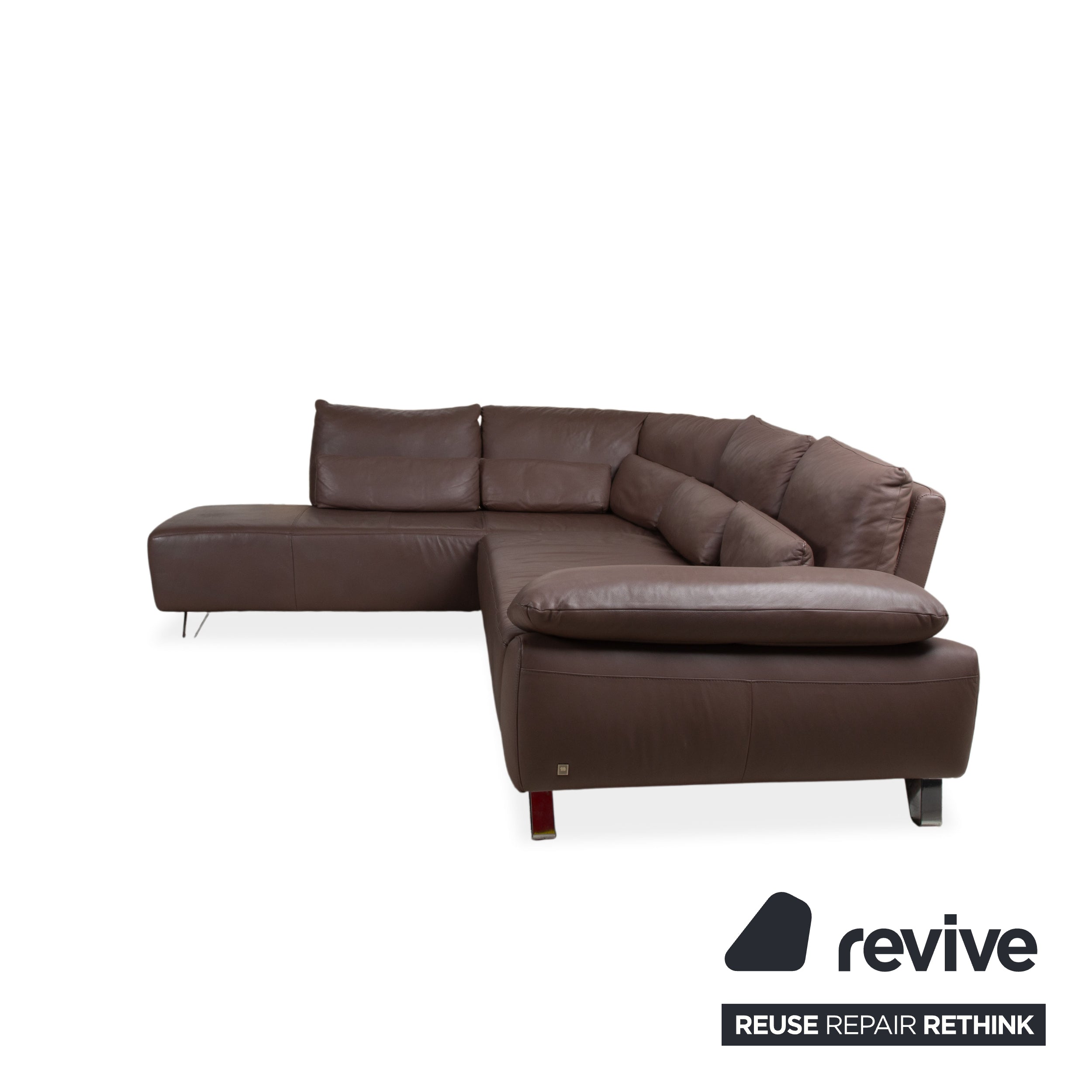 Musterring MR680 leather corner sofa brown sofa couch manual function