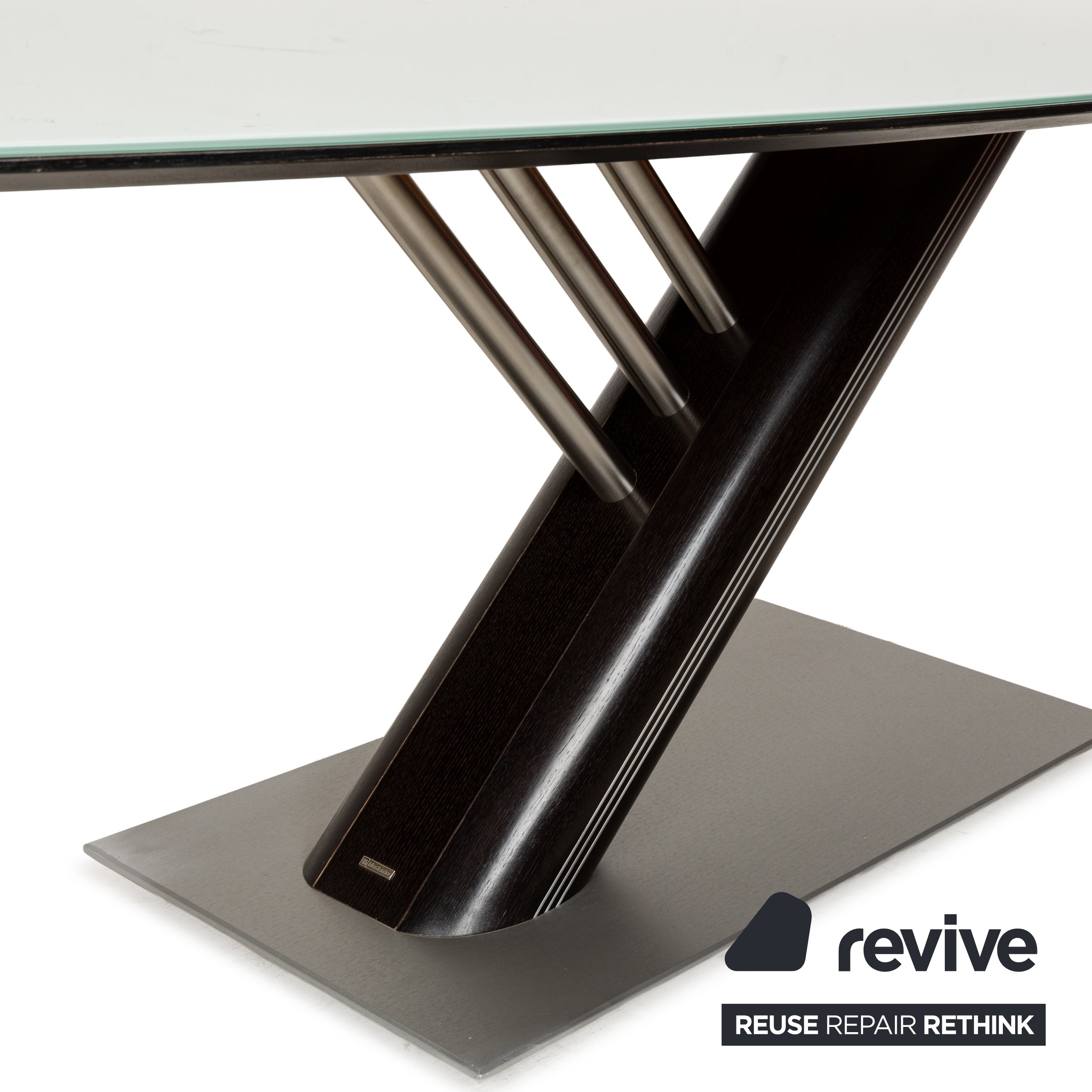 Musterring Rosario dining table wood glass brown dark brown silver 195 x 75 x 95cm