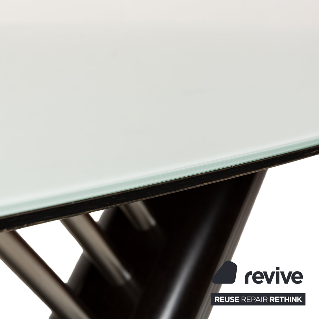 Table à manger Musterring Rosario bois verre marron marron foncé argent 195 x 75 x 95 cm