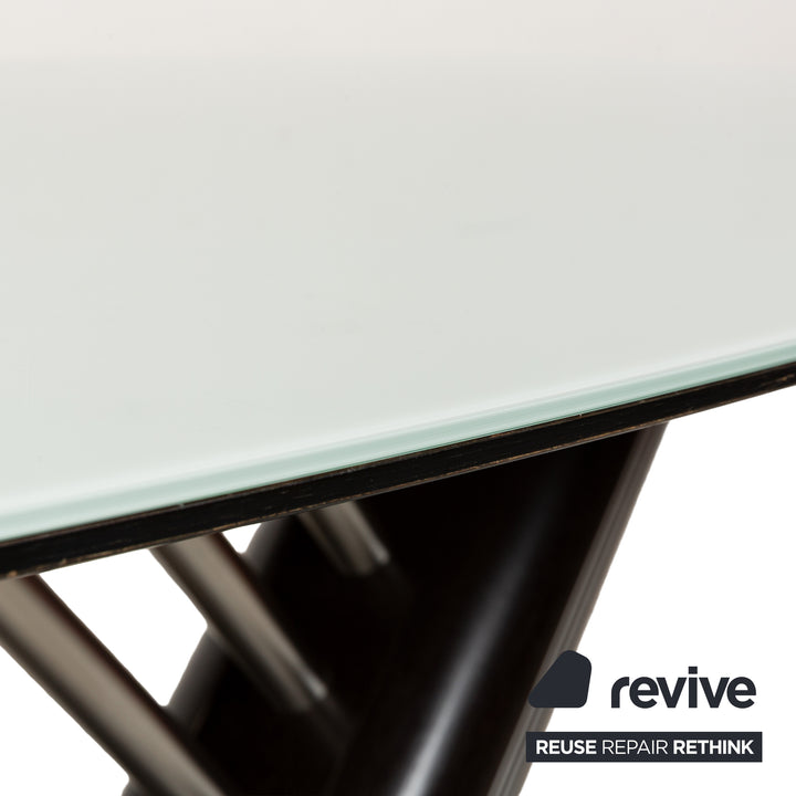 Table à manger Musterring Rosario bois verre marron marron foncé argent 195 x 75 x 95 cm