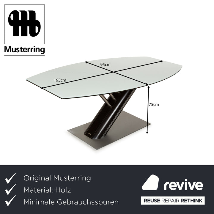 Table à manger Musterring Rosario bois verre marron marron foncé argent 195 x 75 x 95 cm
