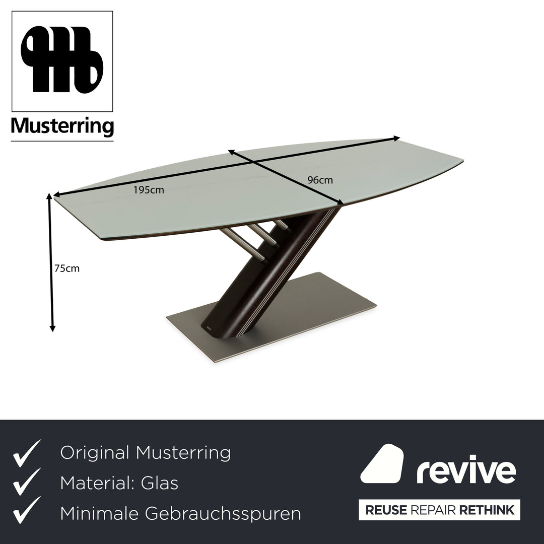 Musterring Rosario glass dining table dark brown wood metal
