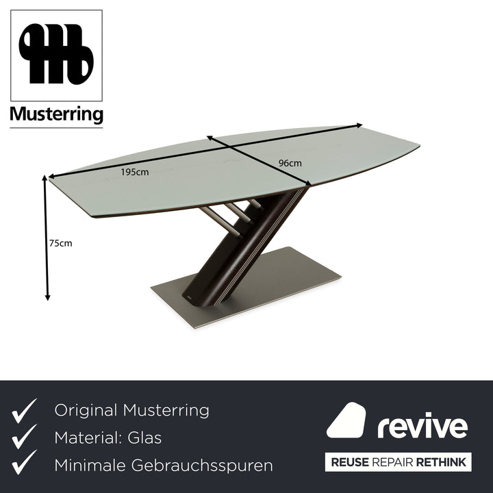Musterring Rosario glass dining table dark brown wood metal