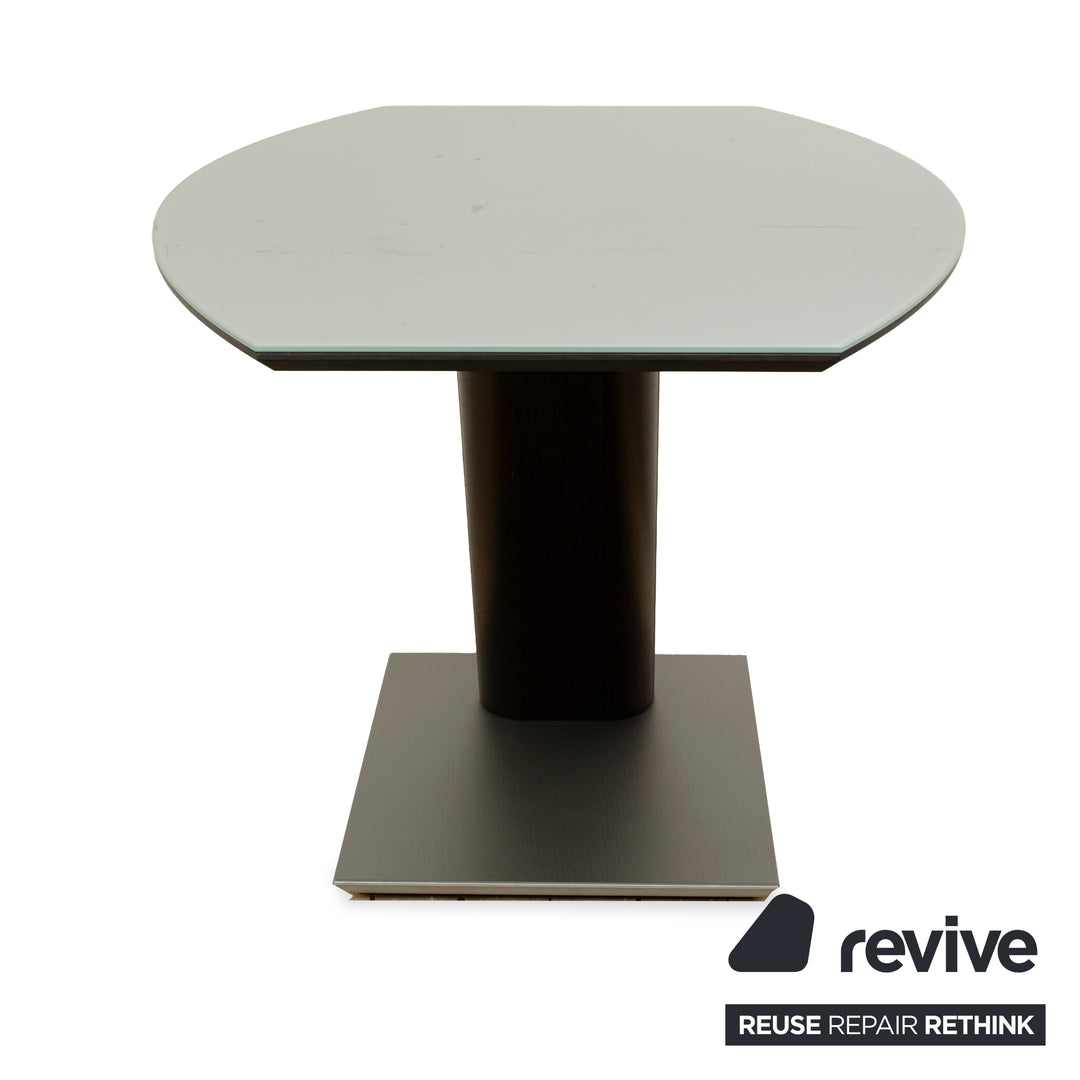 Musterring Rosario glass dining table dark brown wood metal