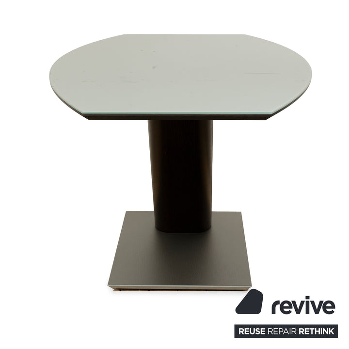 Musterring Rosario glass dining table dark brown wood metal