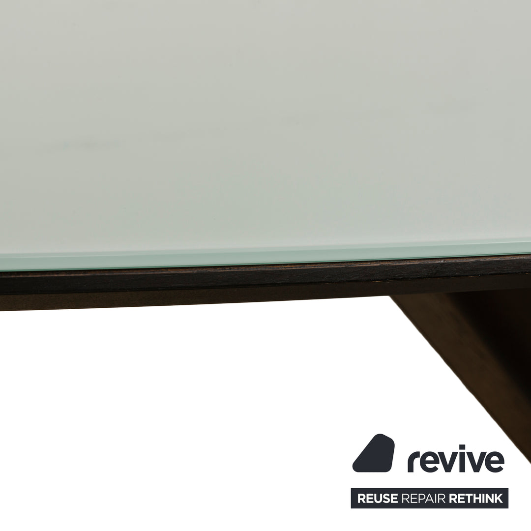 Musterring Rosario glass dining table dark brown wood metal