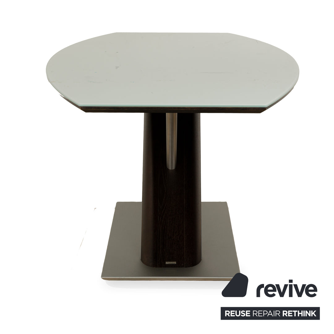 Musterring Rosario glass dining table dark brown wood metal