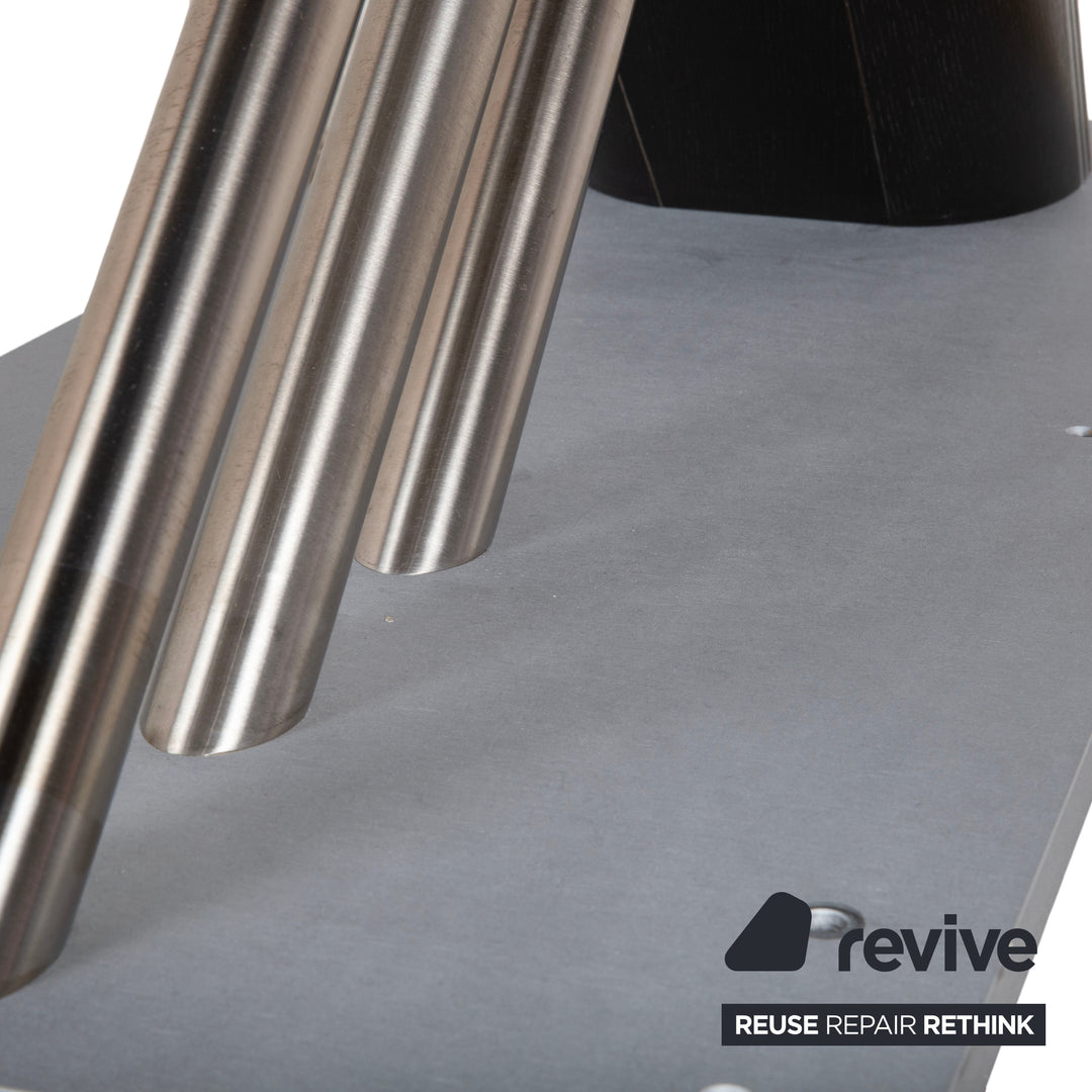 Musterring Rosario Wood Glass Metal Dining Table Ice Blue Grey Black