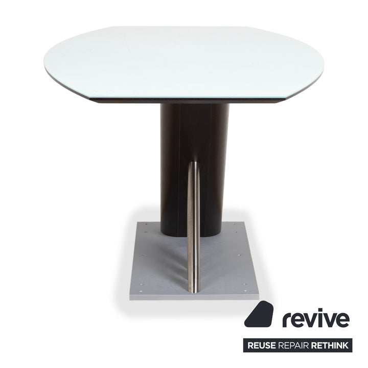 Musterring Rosario Wood Glass Metal Dining Table Ice Blue Grey Black