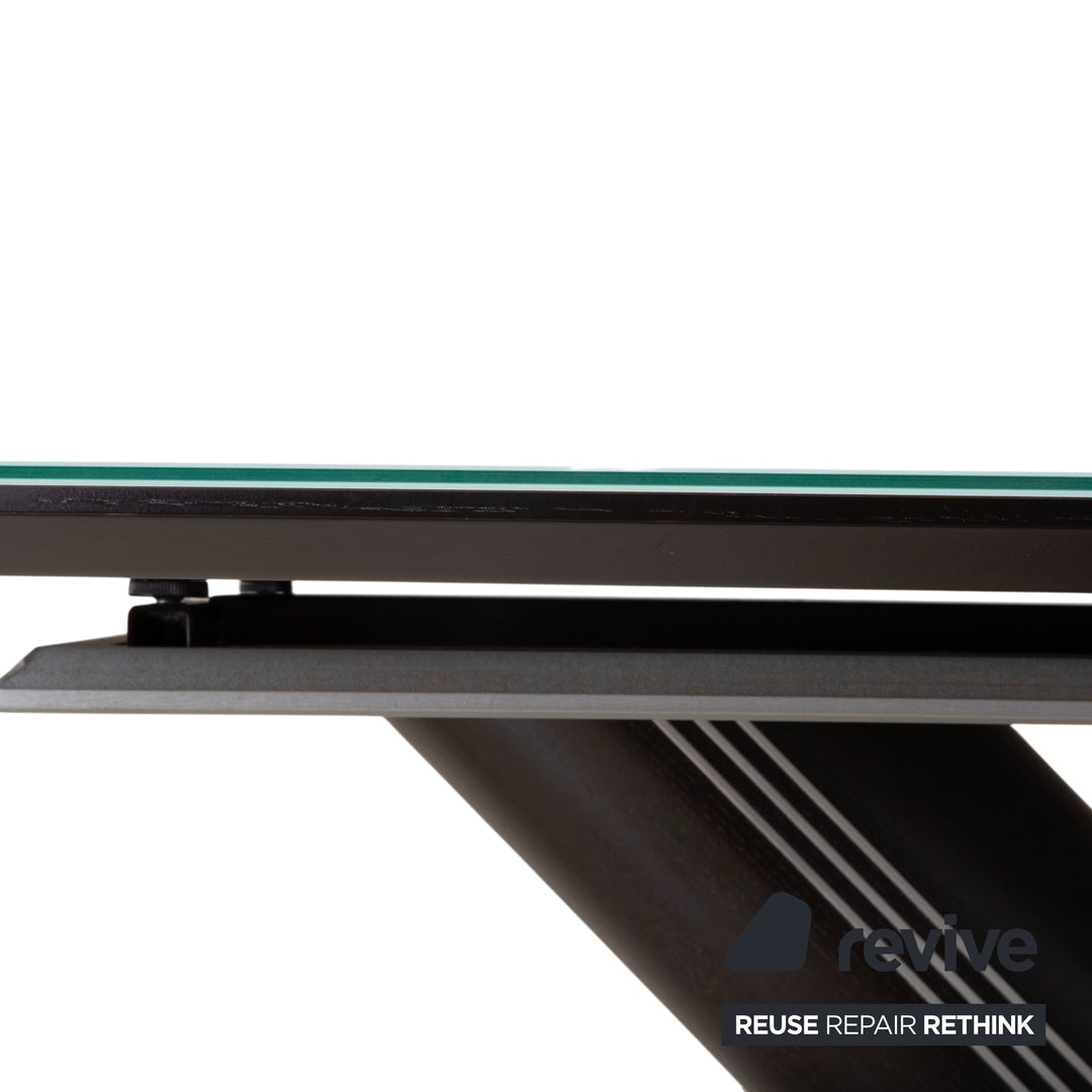 Musterring Rosario Wood Glass Metal Dining Table Ice Blue Grey Black