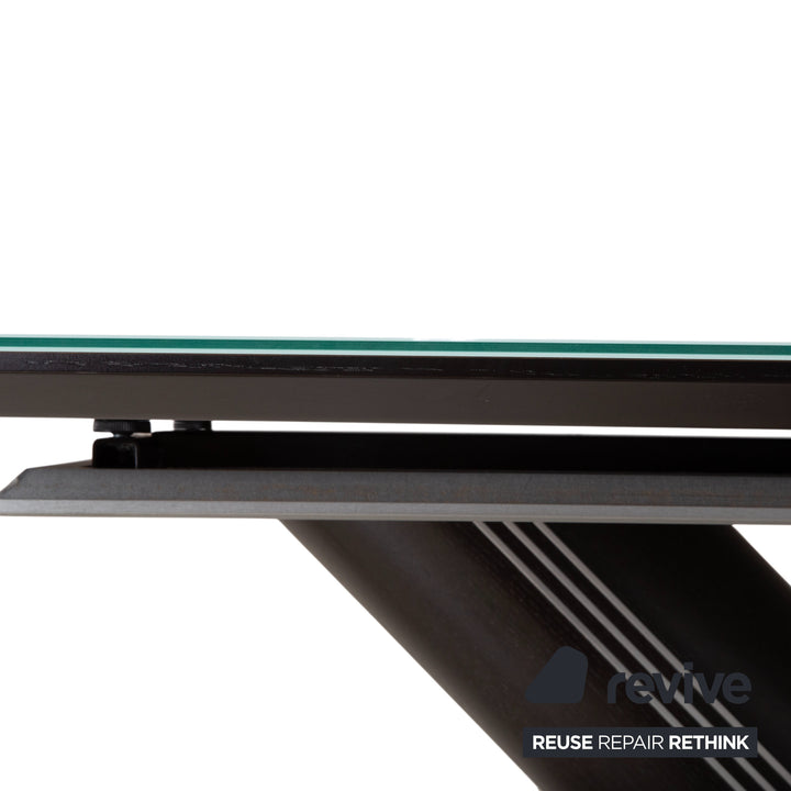 Musterring Rosario Wood Glass Metal Dining Table Ice Blue Grey Black