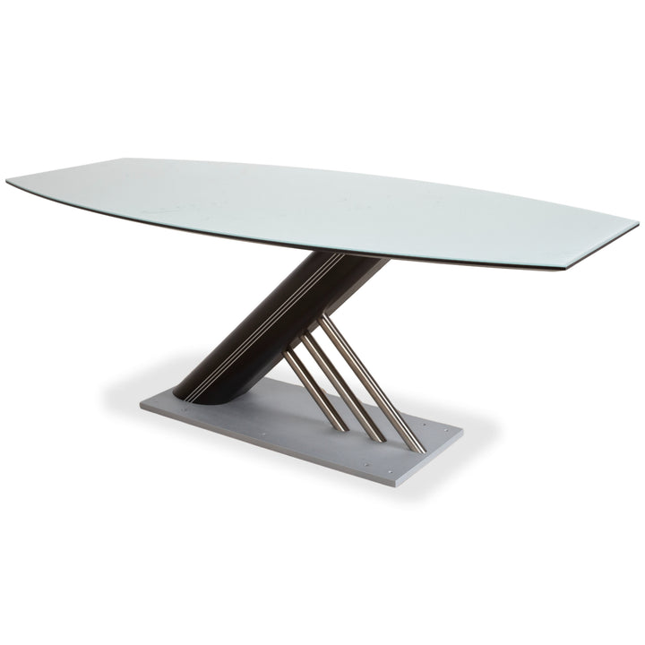 Musterring Rosario Wood Glass Metal Dining Table Ice Blue Grey Black