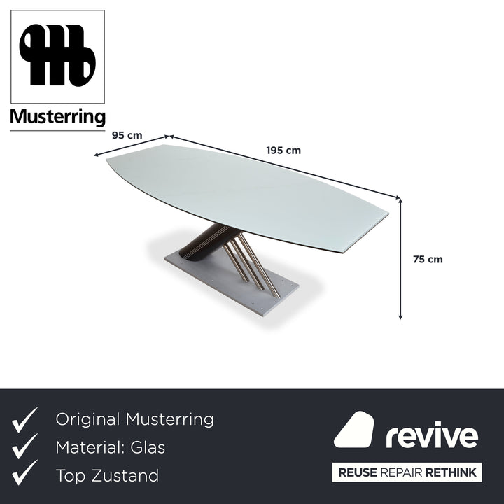 Musterring Rosario Wood Glass Metal Dining Table Ice Blue Grey Black