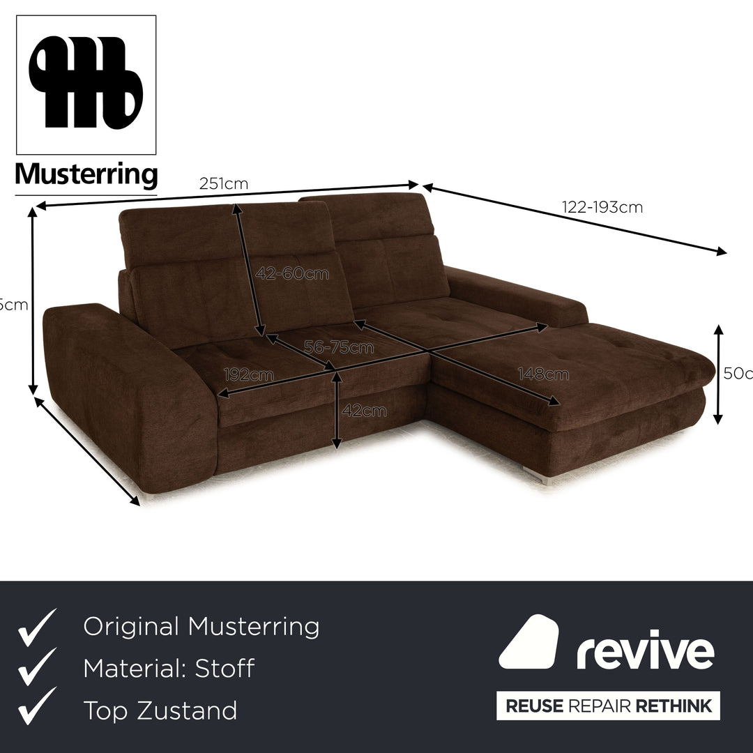 Sample ring SO 3400 fabric corner sofa brown dark brown manual function chaise longue right sofa couch
